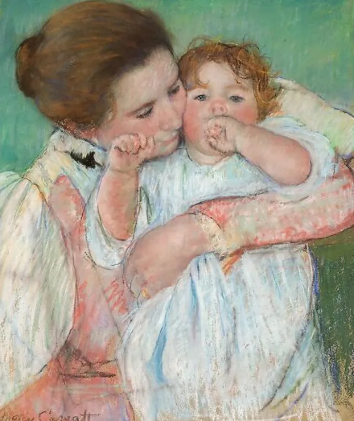 Online Boutiques de musées Mère et enfant sur fond vert (détail) (panneaux aluminium)