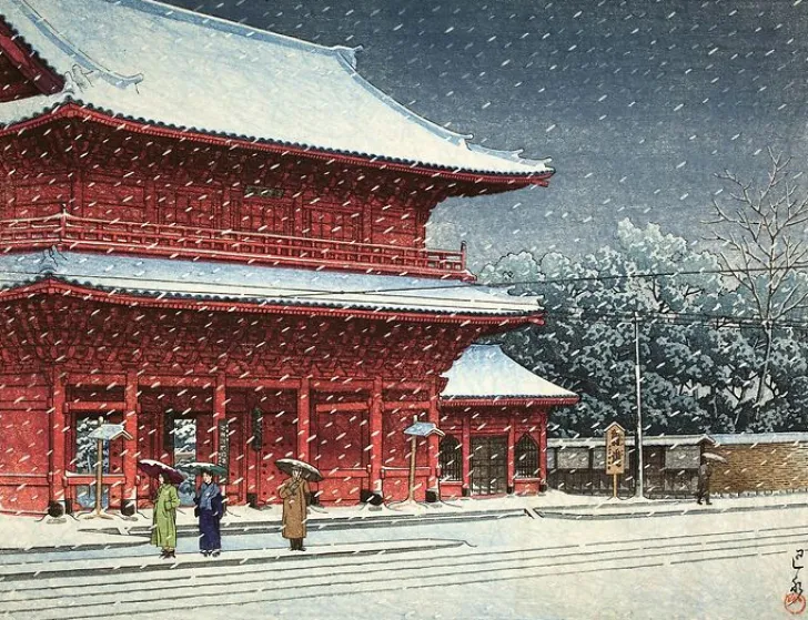 Boutiques de musées Neige sur le temple Zojoji, 1883-1957 (panneaux aluminium)