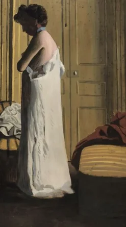 Boutiques de musées Panneaux Aluminium|Panneaux Acryliques-Nu dans un intérieur, femme retirant sa chemise (panneaux aluminium)