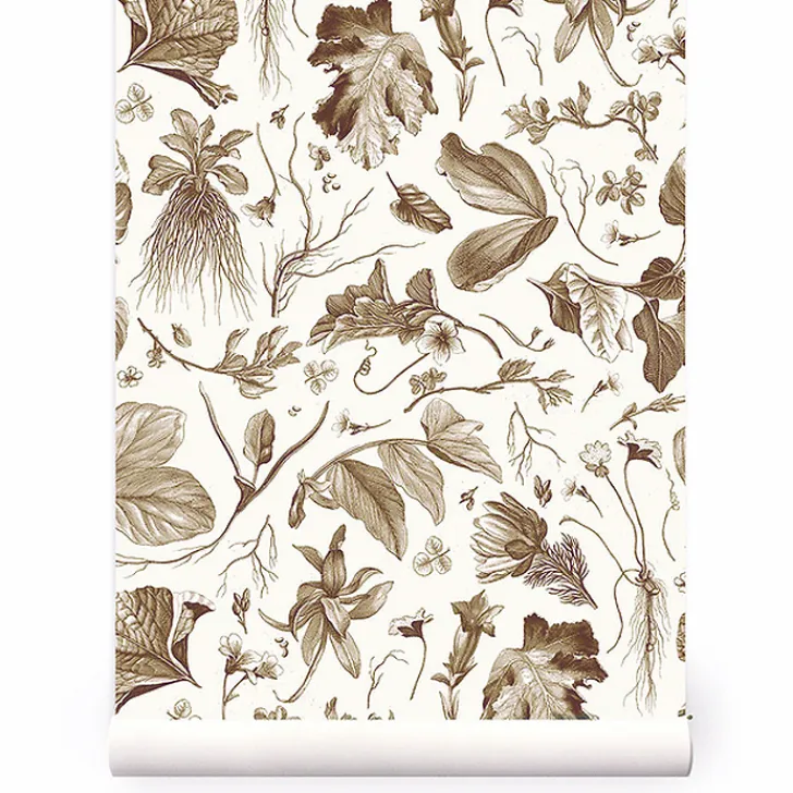 Boutiques de musées Art De La Maison-Papier peint intissé Herbier du roi - Bronze - 270 x 53 cm - Maison Baluchon