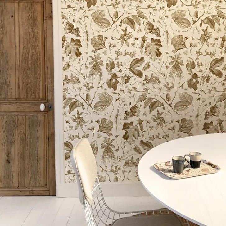 Boutiques de musées Art De La Maison-Papier peint intissé Herbier du roi - Bronze - 270 x 53 cm - Maison Baluchon