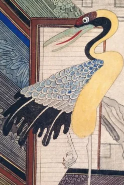 Boutiques de musées Affiches D'Art|Affiches D'Art Encadrées-Paravent aux livres (Chaek’kori) (détail), le héron (affiches d'art)