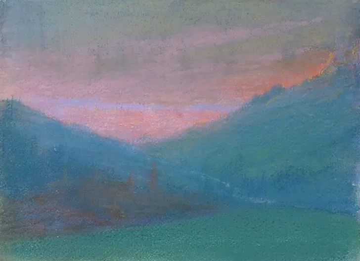 Online Boutiques de musées Paysage de montagne au soleil couchant (panneaux aluminium)