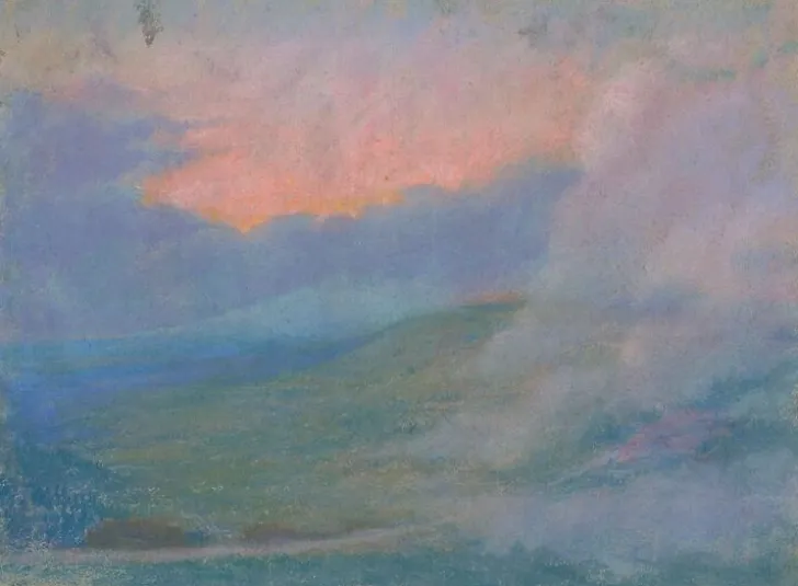 Boutiques de musées Toiles Sans Cadre-Paysage de montagne au soleil couchant avec effets de nuages (toiles sans cadre)