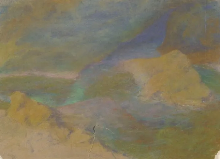 Sale Boutiques de musées Paysage de montagne avec rochers au premier plan (panneaux aluminium)