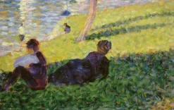 Boutiques de musées Paysage, homme assis, femme étendue, étude pour Un dimanche après-midi à l’île de la Grande Jatte (affiches d'art)