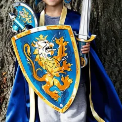 Sale Boutiques de musées Épée de chevalier en mousse bleue avec emblème Lion doré