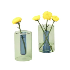 Hot Boutiques de musées Petit vase réversible Vert/bleu - Block Design