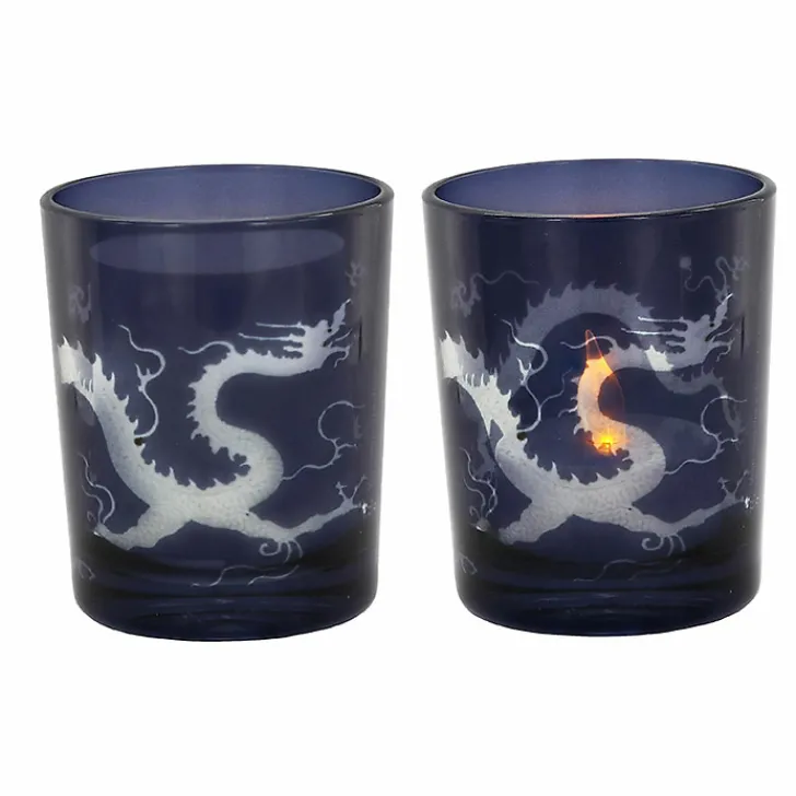 Boutiques de musées Art De La Maison-Photophore en verre à décor Dragon avec LED