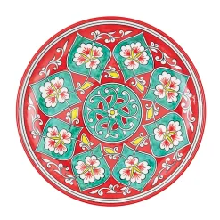 Boutiques de musées Art De La Maison-Plat en céramique Fleur Rouge /turquoise - Ø 30cm - La maison Ottomane