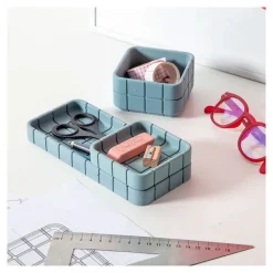 New Boutiques de musées Plateau/vide-poche Bleu Acier - Block Design