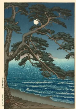 Clearance Boutiques de musées Pleine lune sur la plage d'Enoshima (toiles sans cadre)