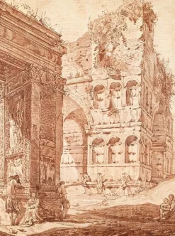 Boutiques de musées Plusieurs personnes parmi des ruines antiques (toiles encadrées)