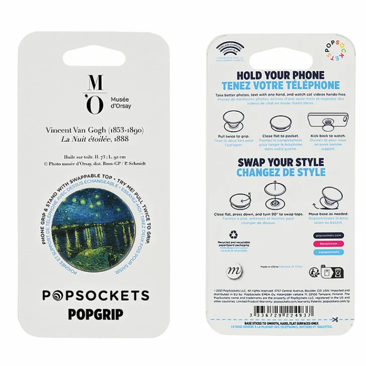 Boutiques de musées Poignée/support pour téléphone Vincent van Gogh - La nuit étoilée - PopSockets