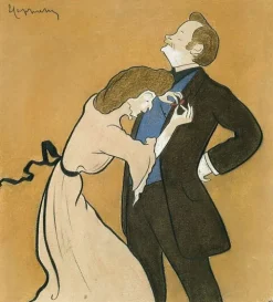 Boutiques de musées Panneaux Aluminium|Panneaux Acryliques-Portrait-charge de Mme Simone décorant son époux l'acteur le Bargy (panneaux aluminium)