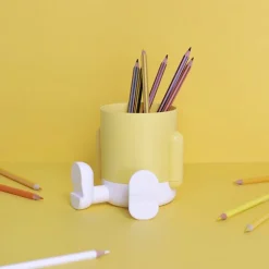 Boutiques de musées Accessoires De Bureau-Pot à crayons Mr.Sitty Jaune/Blanc - Balvi