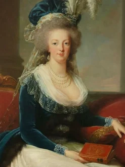 Boutiques de musées Panneaux Acryliques|Toiles Sans Cadre-Reine Marie-Antoinette assise, en manteau bleu et robe blanche, tenant un livre à la main (panneaux acryliques)