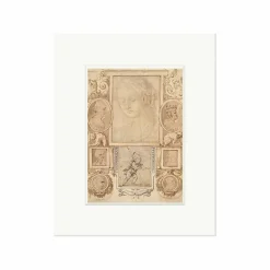 Boutiques de musées Affiches Et Reproductions-Reproduction sous Marie-Louise Léonard de Vinci - Sept études de têtes. Saint Jean Baptiste enfant