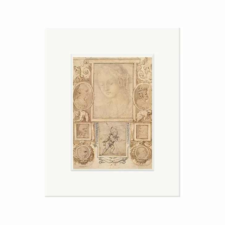 Boutiques de musées Affiches Et Reproductions-Reproduction sous Marie-Louise Léonard de Vinci - Sept études de têtes. Saint Jean Baptiste enfant