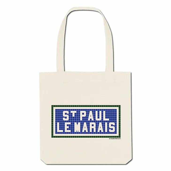 New Boutiques de musées Sac Imprimé St Paul le Marais - Écru
