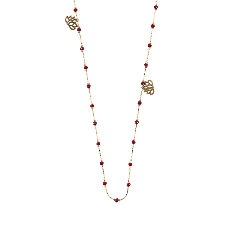 Boutiques de musées Colliers Et Pendentifs-Sautoir Nymphéas Cornaline - Les Cleias