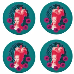 Boutiques de musées Design|Art De La Table-Set de 4 dessous de verre en céramique Marie-Antoinette Pop Bleu canard