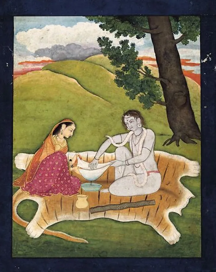 Boutiques de musées Affiches D'Art Encadrées|Toiles Sans Cadre-Shiva et Parvati préparant le bhang (affiches d'art encadrées)