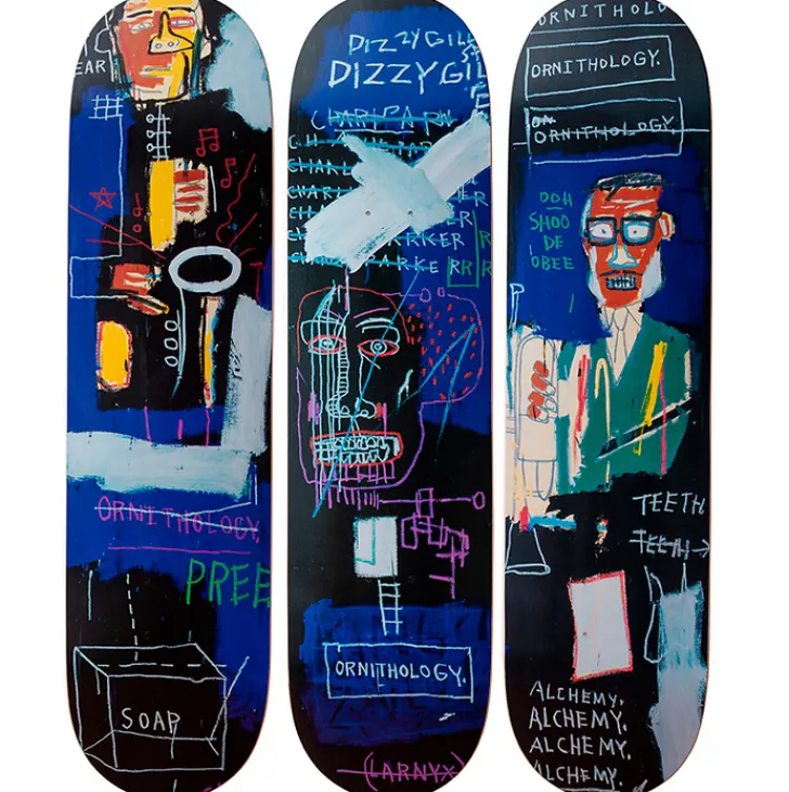 Online Boutiques de musées Skateboards triptyque Jean-Michel Basquiat Horn Players - The Skateroom