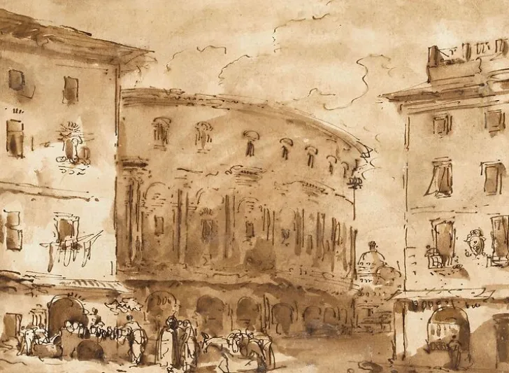 New Boutiques de musées Théatre de Marcellus, vu de la piazza Montanara (toiles encadrées)