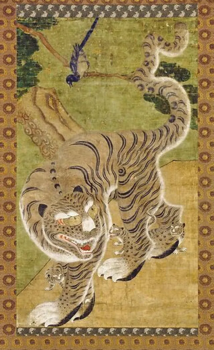 Boutiques de musées Affiches D'Art Encadrées-Tigre avec ses trois petits (détail) (affiches d'art encadrées)