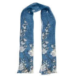 Boutiques de musées Foulards, Étoles, Châles-Étole Hokusai - Cerisier et bouvreuil - 160 x 32 cm