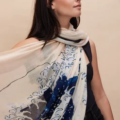 New Boutiques de musées Étole Hokusai - La grande vague - 200 x 106 cm