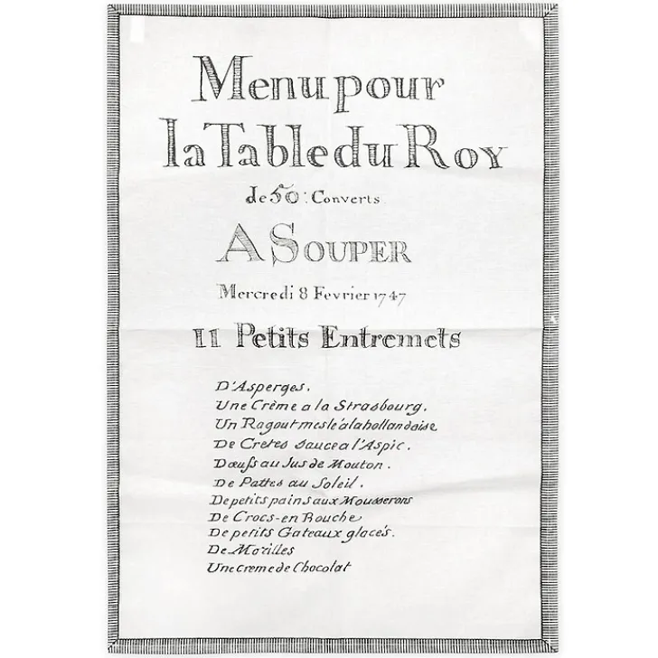Boutiques de musées Art De La Table-Torchon "11 Petits entremets Menu du Roy"