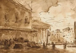 Sale Boutiques de musées Un marché sur la place du Panthéon (affiches d'art encadrées)