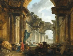 Boutiques de musées Panneaux Aluminium|Toiles Sur Châssis-Vue imaginaire de la grande galerie du Louvre en ruines (panneaux aluminium)