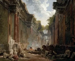 Discount Boutiques de musées Vue imaginaire de la Grande Galerie du Louvre en ruines (toiles sans cadre)